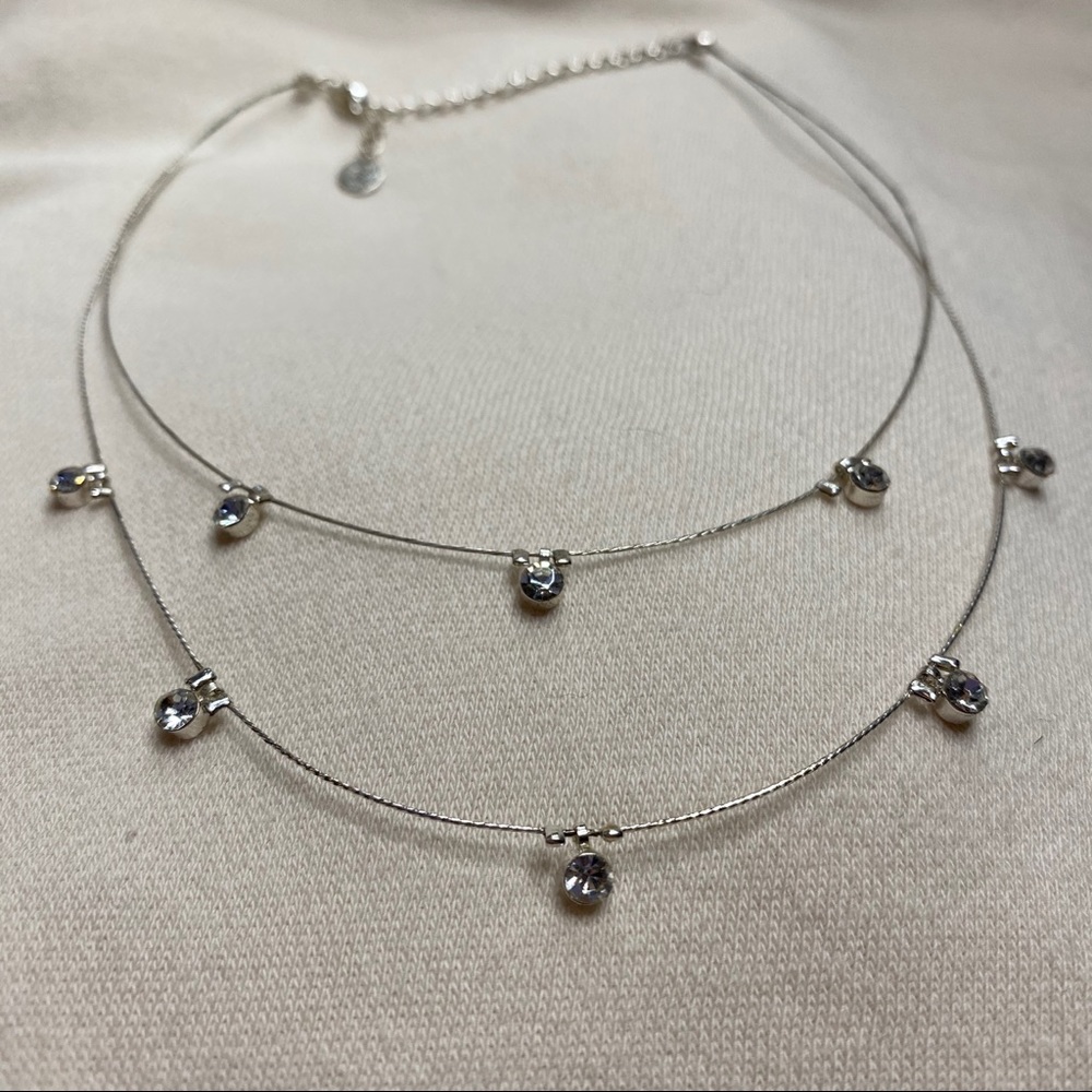 Double layer cubic zirconia necklace